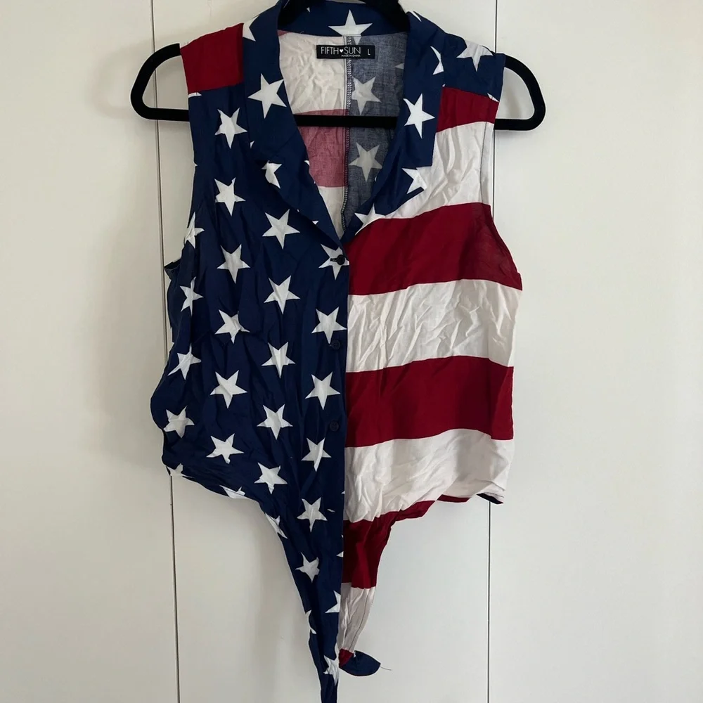 Fourth of July tie crop tank - Picture 2 of 3